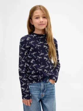 Παιδικό T-shirt με ραβδωτό γιακά