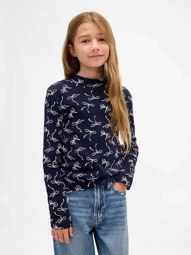 Παιδικό T-shirt με ραβδωτό γιακά
