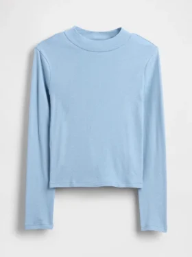 Παιδικό T-shirt με ραβδωτό γιακά