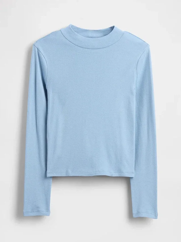 Παιδικό T-shirt με ραβδωτό γιακά