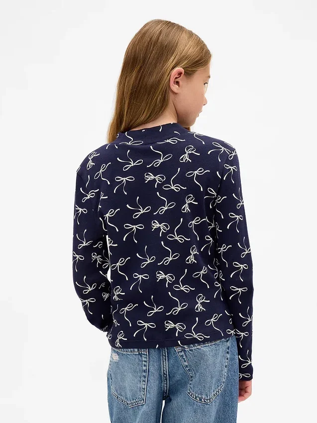 Παιδικό T-shirt με ραβδωτό γιακά
