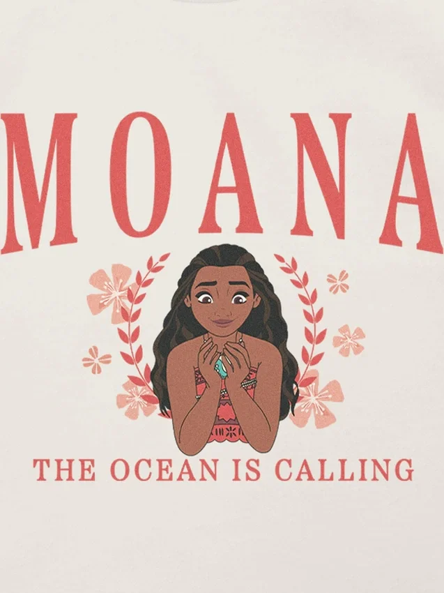 Παιδικό T-shirt με σχέδιο «Moana» σε στυλ κολεγίου