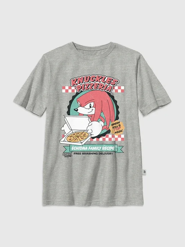 Παιδικό T-shirt με σχέδιο «Pizza» του Knuckles από το Sonic the Hedgehog