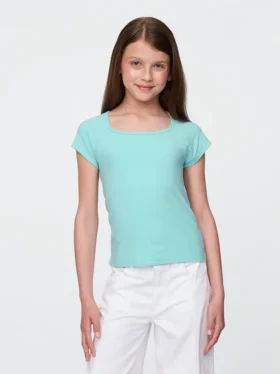 Παιδικό T-shirt με τετράγωνο λαιμό