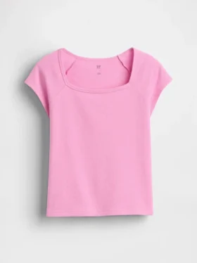 Παιδικό T-shirt με τετράγωνο λαιμό