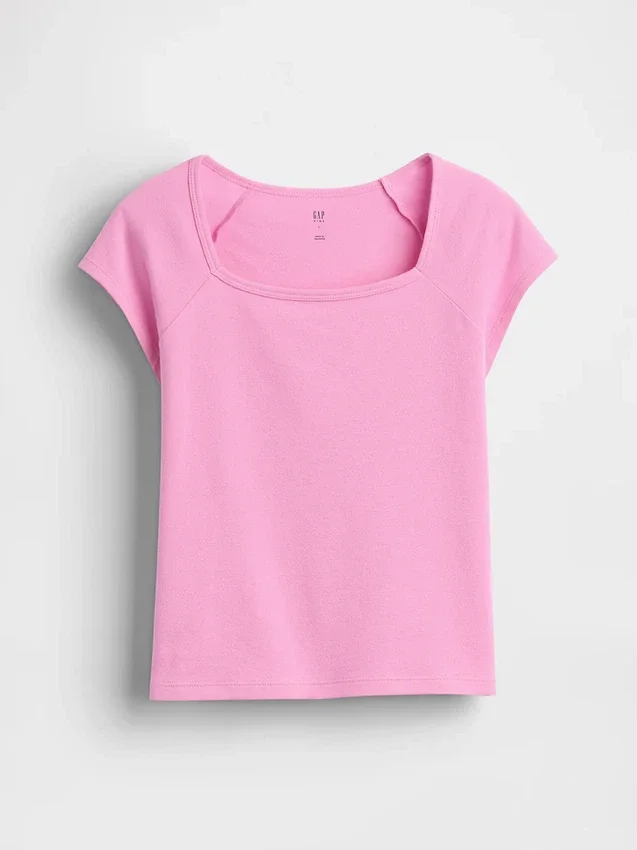 Παιδικό T-shirt με τετράγωνο λαιμό