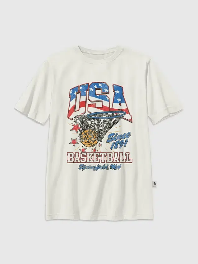 Παιδικό T-shirt με vintage σχέδιο μπάσκετ