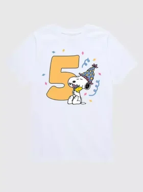 Παιδικό T-shirt Peanuts με σχέδιο για τα 5α γενέθλια, κοντοσορτς