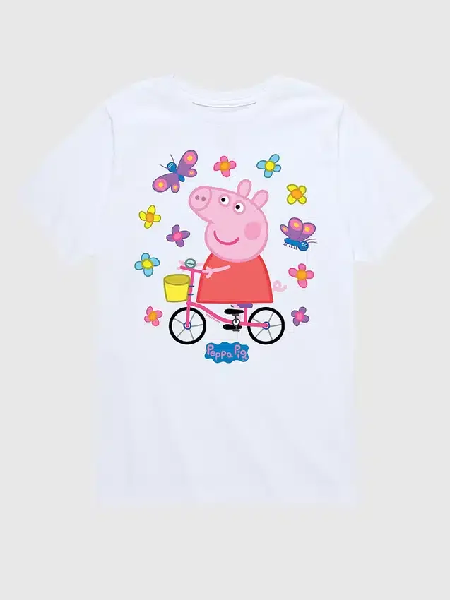 Παιδικό T-shirt Peppa Pig με μοτίβο «Bike Butterflies» και σορτς με κοντά μανίκια
