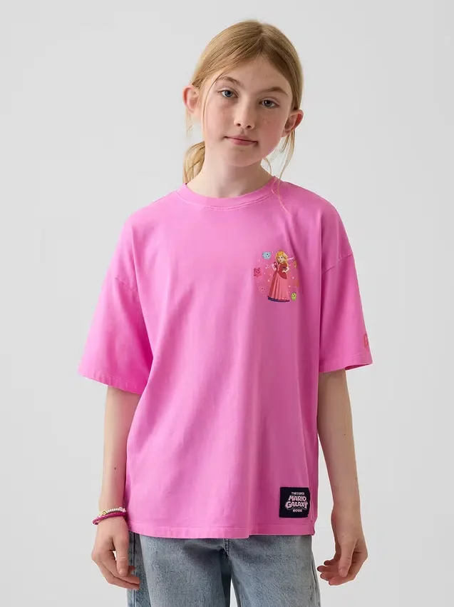 Παιδικό T-shirt Super Mario με χαλαρή γραμμή και γραφικά