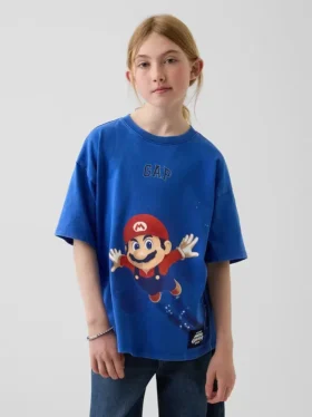 Παιδικό T-shirt Super Mario με χαλαρή γραμμή και γραφικά