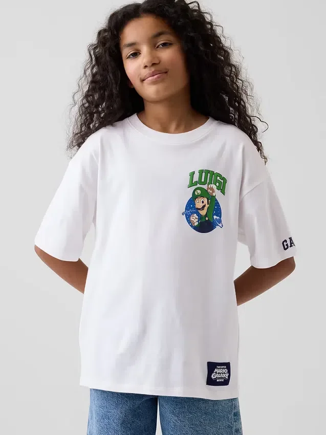 Παιδικό T-shirt Super Mario με χαλαρή γραμμή και γραφικά