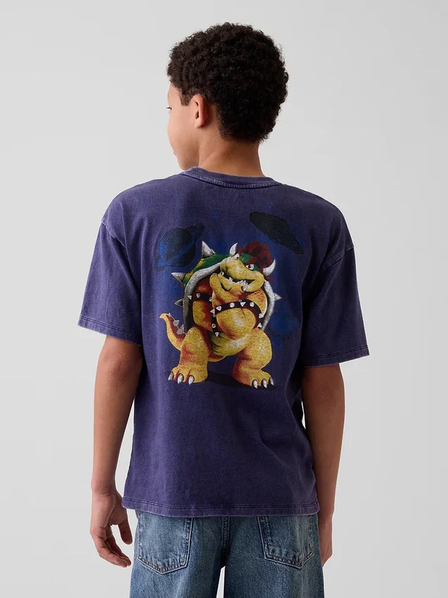Παιδικό T-shirt Super Mario με χαλαρή γραμμή και γραφικά