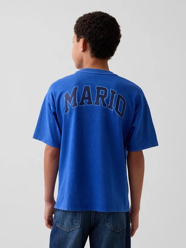 Παιδικό T-shirt Super Mario με χαλαρή γραμμή και γραφικά