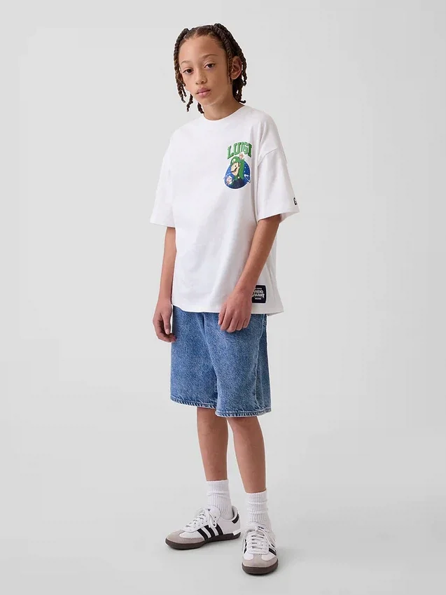 Παιδικό T-shirt Super Mario με χαλαρή γραμμή και γραφικά