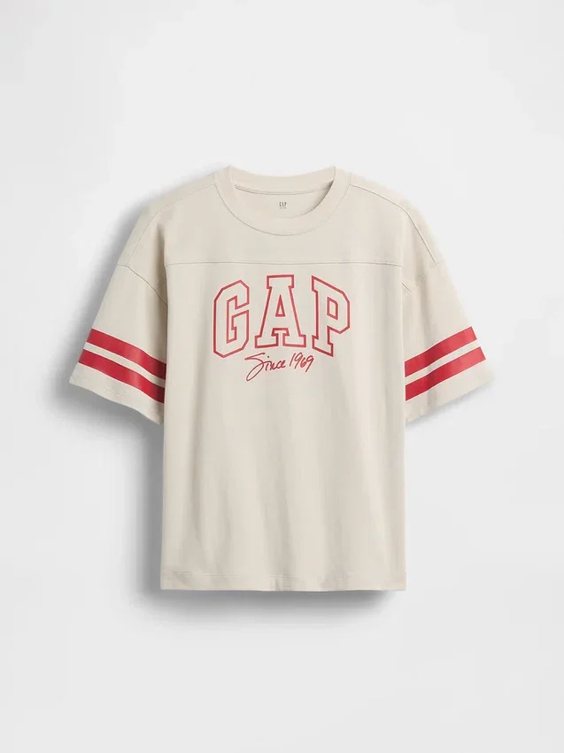 Παιδικό βαρύ oversize T-shirt με υπερμεγέθη γραμμή λογότυπου