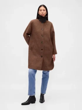 Παλτό αυτοκινήτου Oversized από μείγμα μαλλιού με μοτίβο Houndstooth