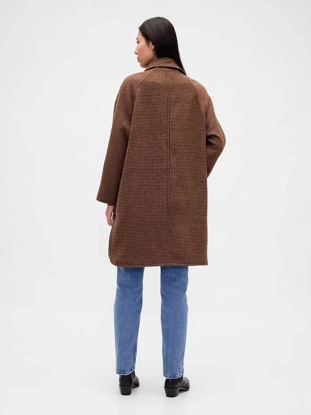 Παλτό αυτοκινήτου Oversized από μείγμα μαλλιού με μοτίβο Houndstooth