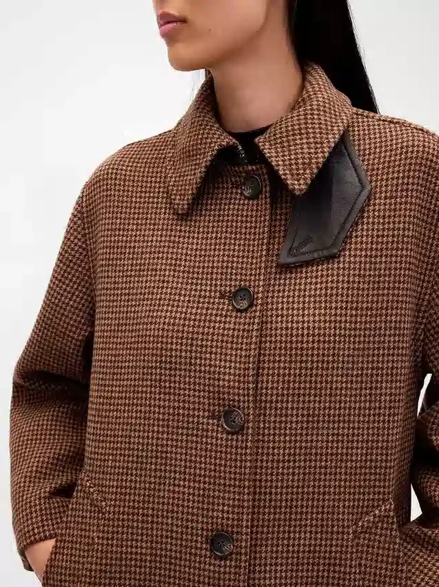Παλτό αυτοκινήτου Oversized από μείγμα μαλλιού με μοτίβο Houndstooth