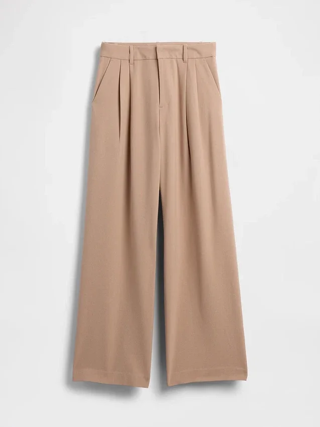 Παντελόνι 365 με ψηλή μέση, από βουρτσισμένο twill και πτυχώσεις