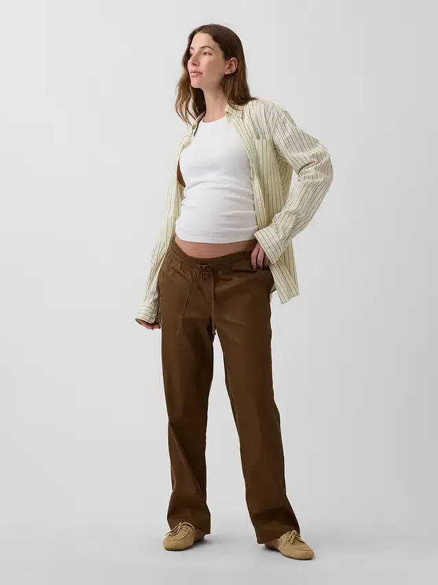 Παντελόνι εγκυμοσύνης από twill κάτω από την κοιλιά