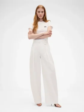 Παντελόνι GAP × Victoria Beckham με ψηλή μέση και πτυχωτό τόξο