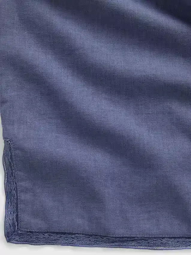 Παντελόνι πιτζάμας από μείγμα λινού με δαντελένιο τελείωμα