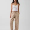 Παντελόνια μεσαίου ύψους από twill, άνετα, με φαρδύ πόδι