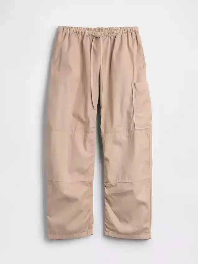 Παντελόνια μεσαίου ύψους από twill, άνετα, με φαρδύ πόδι