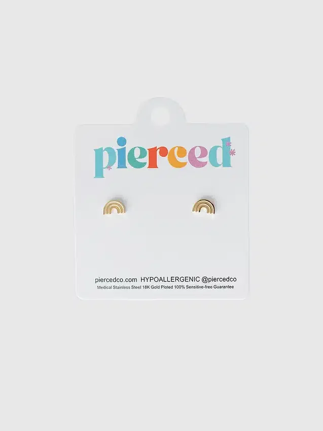 Pierced Co Κλασικά σκουλαρίκια με βιδωτό κούμπωμα σε σχήμα ουράνιου τόξου