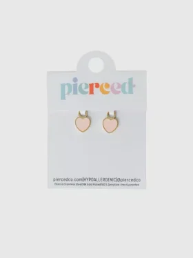 Pierced Co Κρεμαστό σε σχήμα ροδακινί καρδιάς για σκουλαρίκια Huggie
