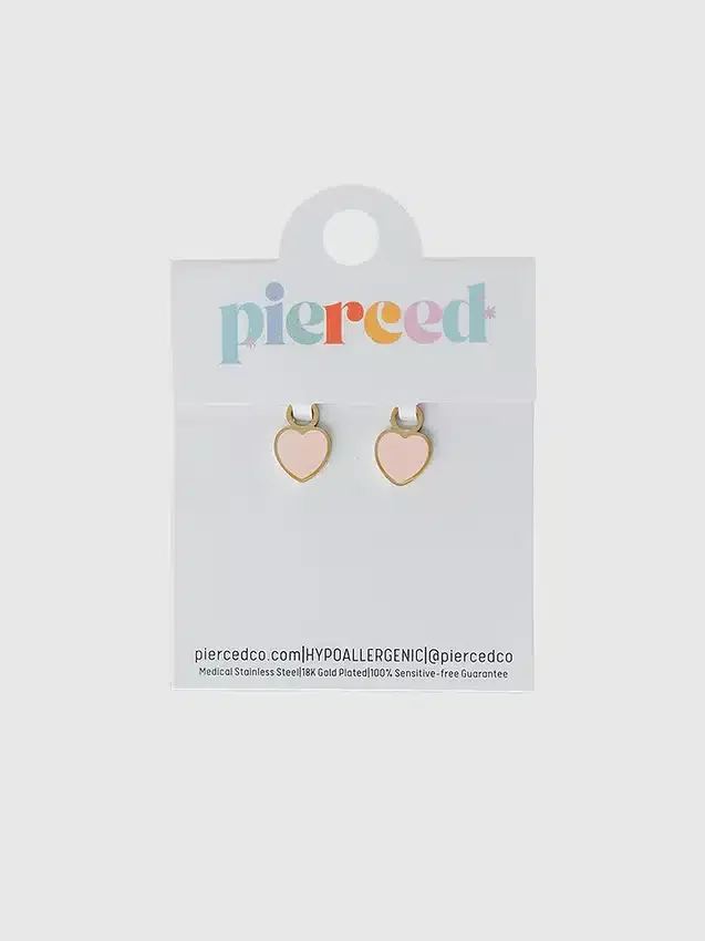 Pierced Co Κρεμαστό σε σχήμα ροδακινί καρδιάς για σκουλαρίκια Huggie