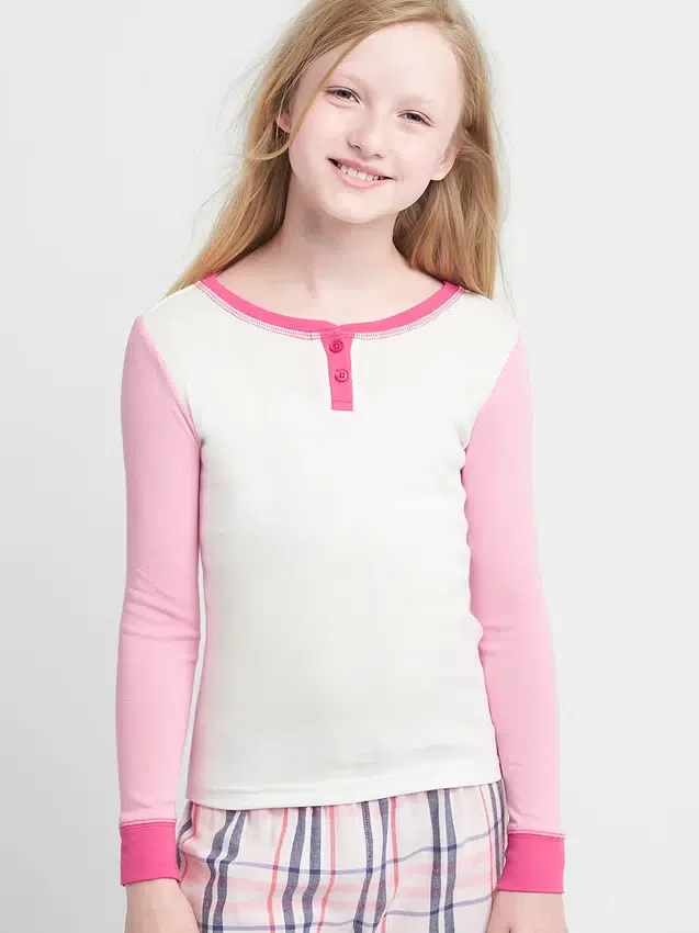 Πιτζάμα Henley με χρωματικά μπλοκ