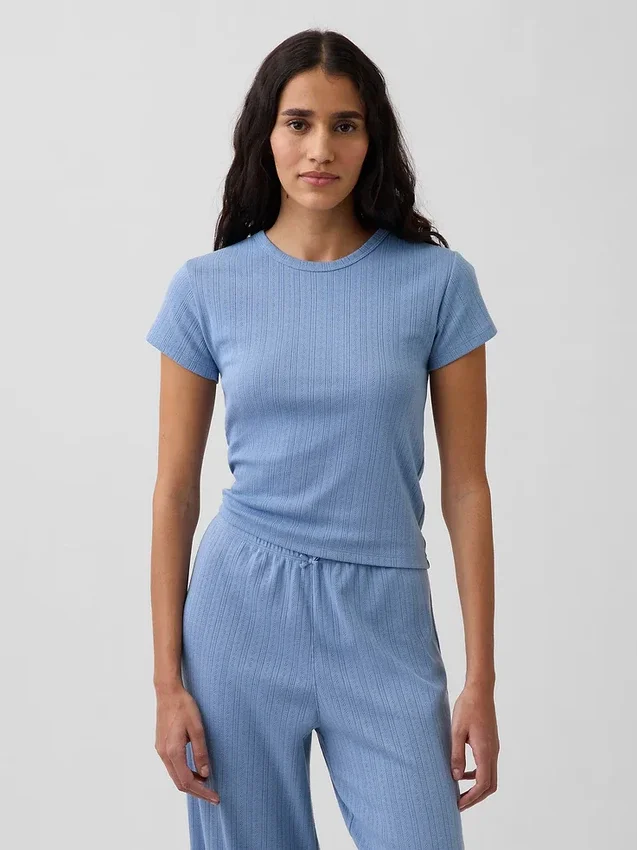 Πιτζάμα T-shirt με πλέξη Pointelle