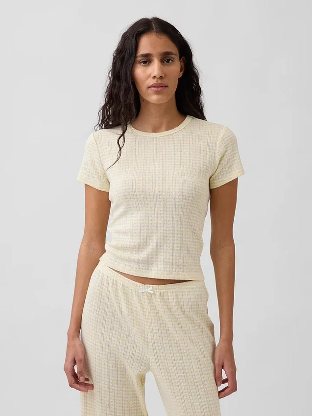 Πιτζάμα T-shirt με πλέξη Pointelle