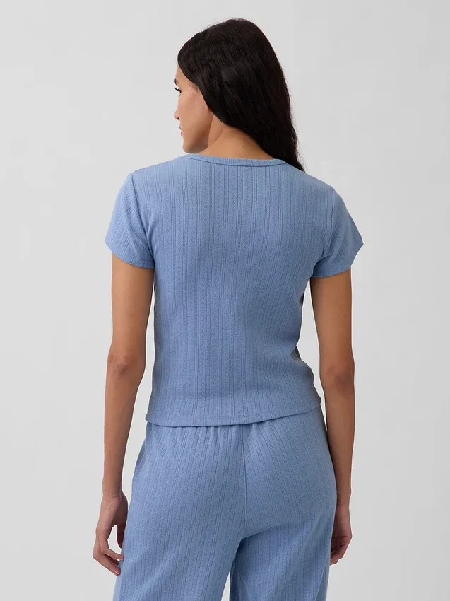 Πιτζάμα T-shirt με πλέξη Pointelle