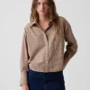 Πουκάμισο από οργανικό βαμβακερό ποπλίν σε oversized κροπ στυλ
