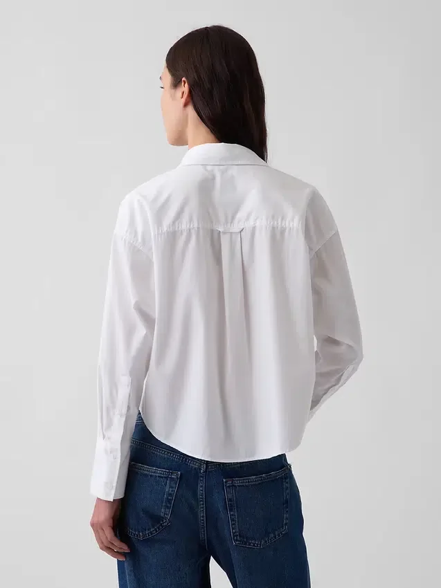 Πουκάμισο από οργανικό βαμβακερό ποπλίν σε oversized κροπ στυλ