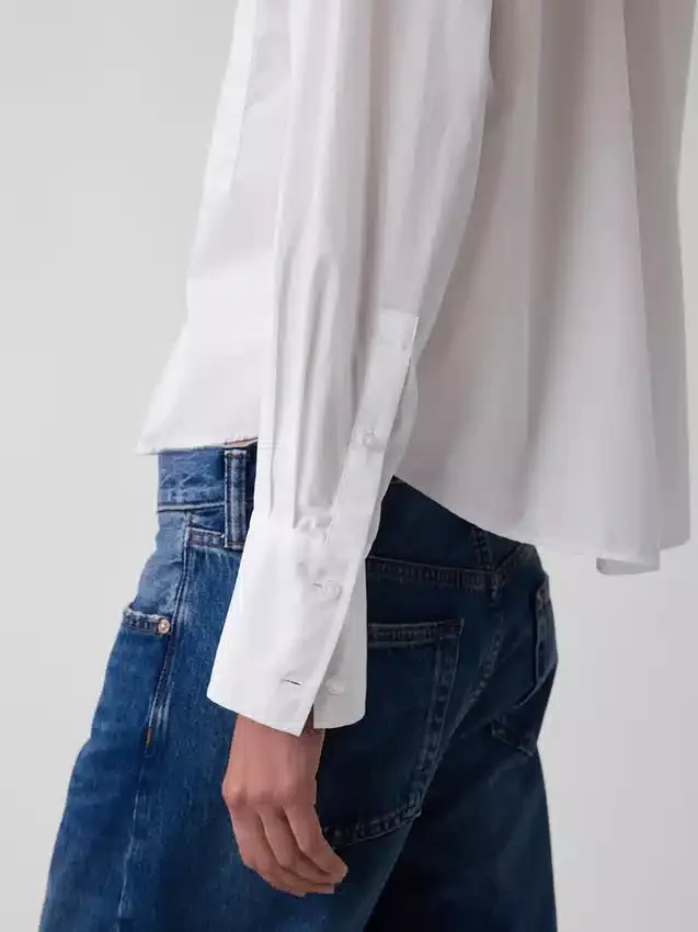 Πουκάμισο από οργανικό βαμβακερό ποπλίν σε oversized κροπ στυλ