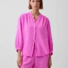 Πουκάμισο από βαμβακερό γάζι σε oversized γραμμή χωρίς γιακά