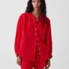 Πουκάμισο από βαμβακερό γάζι σε oversized γραμμή χωρίς γιακά