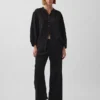 Πουκάμισο από βαμβακερό γάζι σε oversized γραμμή χωρίς γιακά