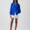 Πουκάμισο από βαμβακερό γάζι σε oversized γραμμή χωρίς γιακά