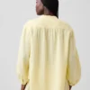 Πουκάμισο από βαμβακερό γάζι σε oversized γραμμή χωρίς γιακά