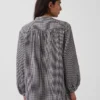 Πουκάμισο από βαμβακερό γάζι σε oversized γραμμή χωρίς γιακά