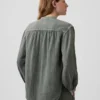 Πουκάμισο από βαμβακερό γάζι σε oversized γραμμή χωρίς γιακά
