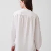 Πουκάμισο από βαμβακερό γάζι σε oversized γραμμή χωρίς γιακά