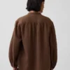 Πουκάμισο από βαμβακερό γάζι σε oversized γραμμή χωρίς γιακά