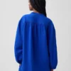 Πουκάμισο από βαμβακερό γάζι σε oversized γραμμή χωρίς γιακά