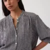 Πουκάμισο από βαμβακερό γάζι σε oversized γραμμή χωρίς γιακά